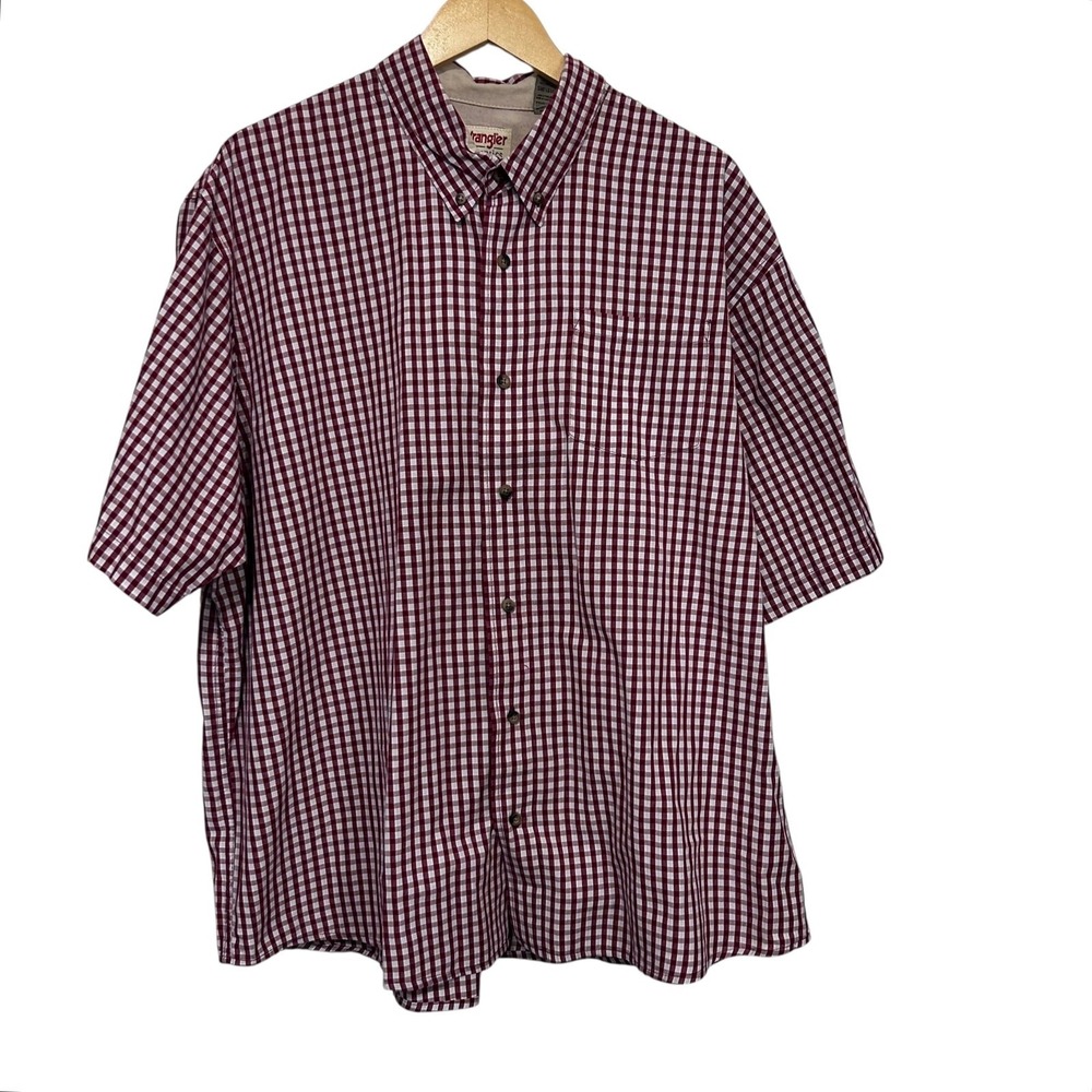 Y2K Wrangler Mens Button Down Shirt 2XL‎ Gingham Western Cowboy Classic Casual